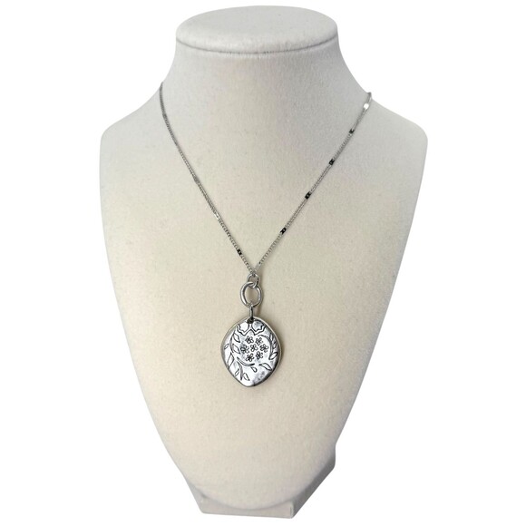 J. Jill Floral Locket Necklace 2-in-1 Convertible Silver Gold Tone Compassion N - Picture 7 of 11